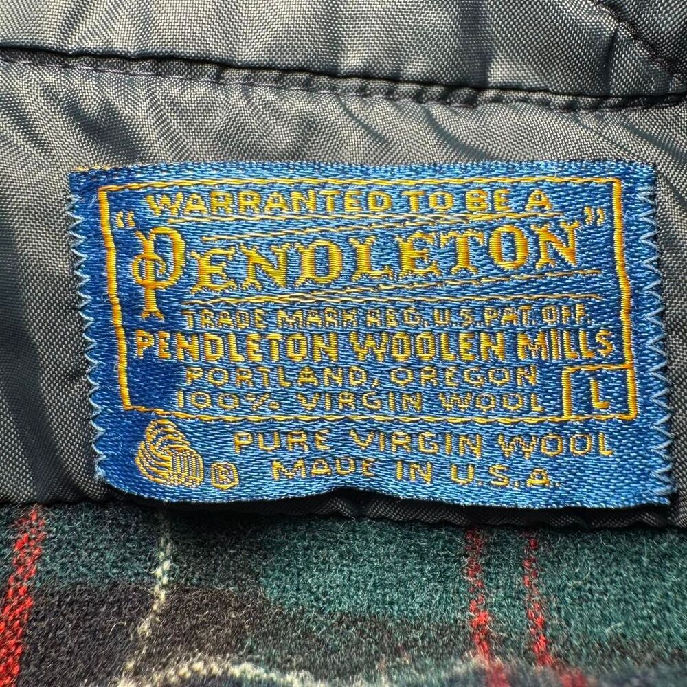 Pendleton 100% Virgin Wool Button-Down L Green Si… - image 5